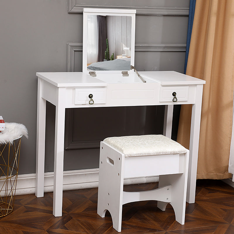 Flip Single Mirror Double Drawers Straight Feet Dresser White – EDEALS  MASTER LTD