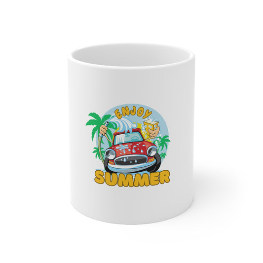 Ceramic Coffee Cups, 11oz, 15oz- Summer fun- Car