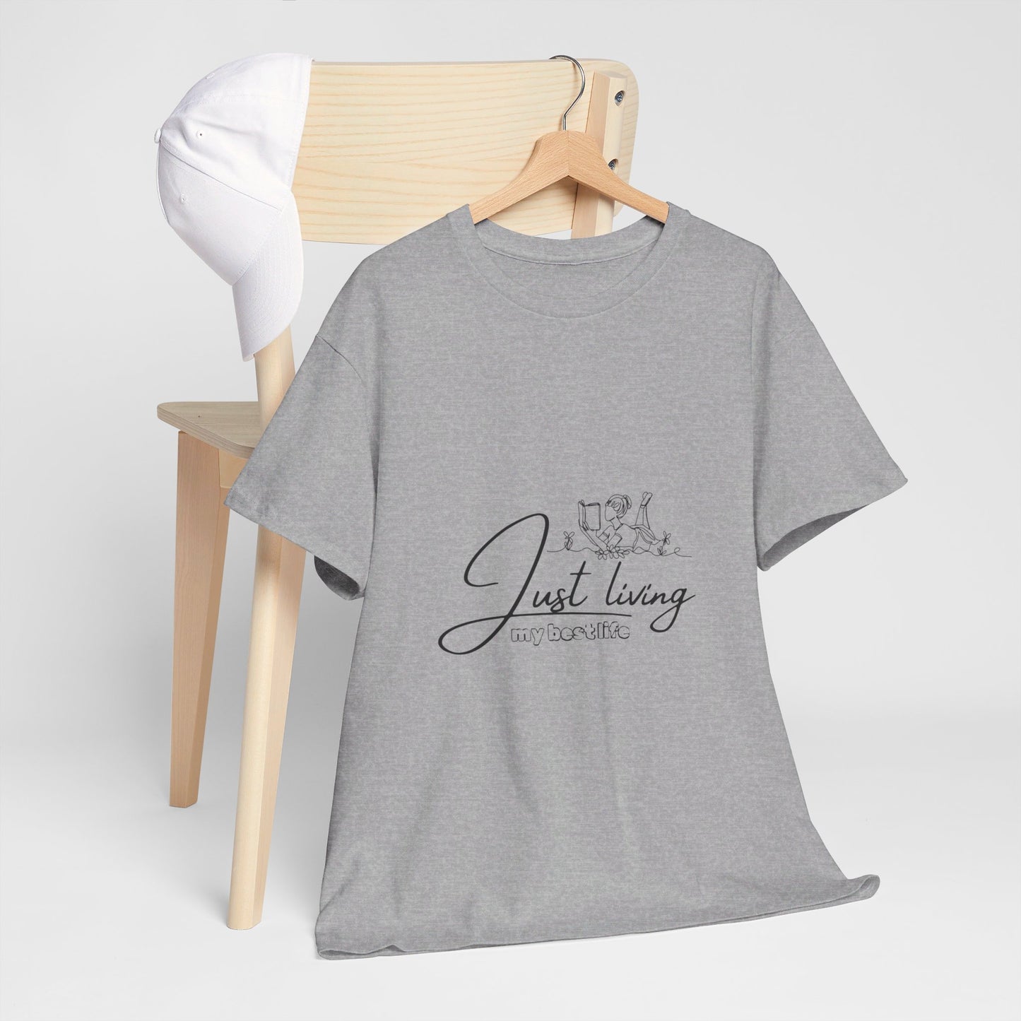 Unisex Heavy Cotton Tee - Just leaving best life-Busy girl- reading a book-relaxing-Cool girls t-shirt