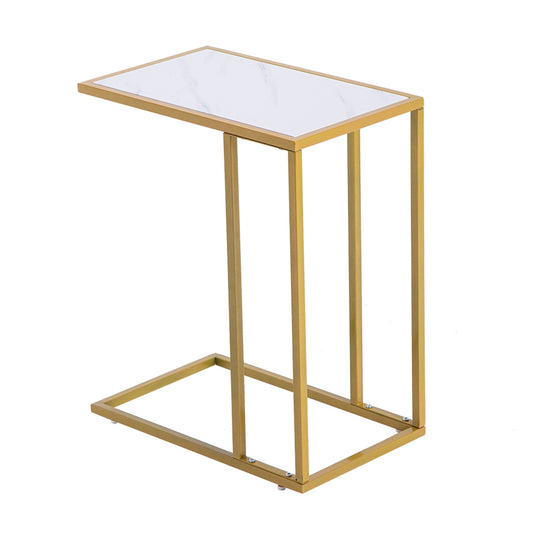 Marble Simple C-Side Table [30x48x61cm] White