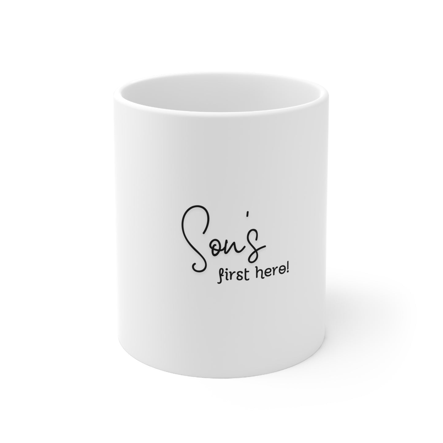 Ceramic Coffee Cups, 11oz, 15oz- Son's first hero- fathers gift