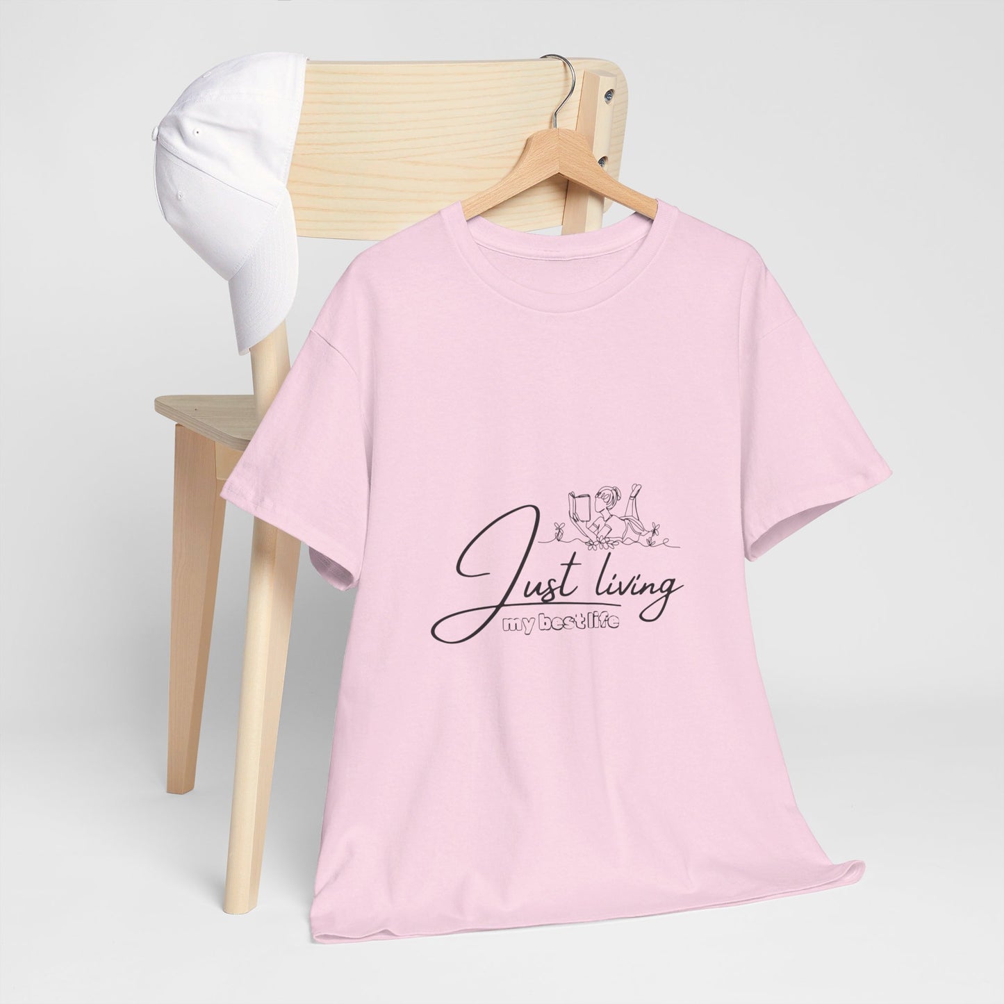 Unisex Heavy Cotton Tee - Just leaving best life-Busy girl- reading a book-relaxing-Cool girls t-shirt