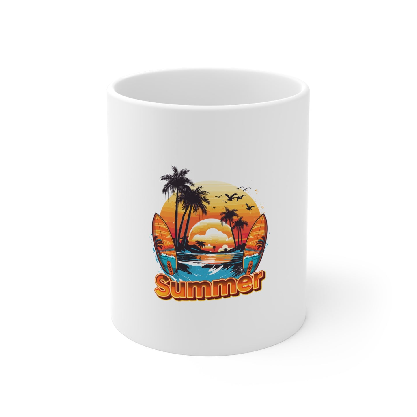 Ceramic Coffee Cups, 11oz, 15oz- Summer-Beach-Surfing