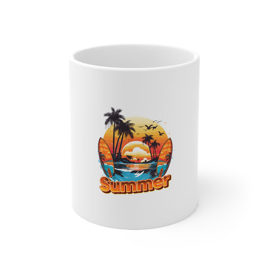 Ceramic Coffee Cups, 11oz, 15oz- Summer-Beach-Surfing