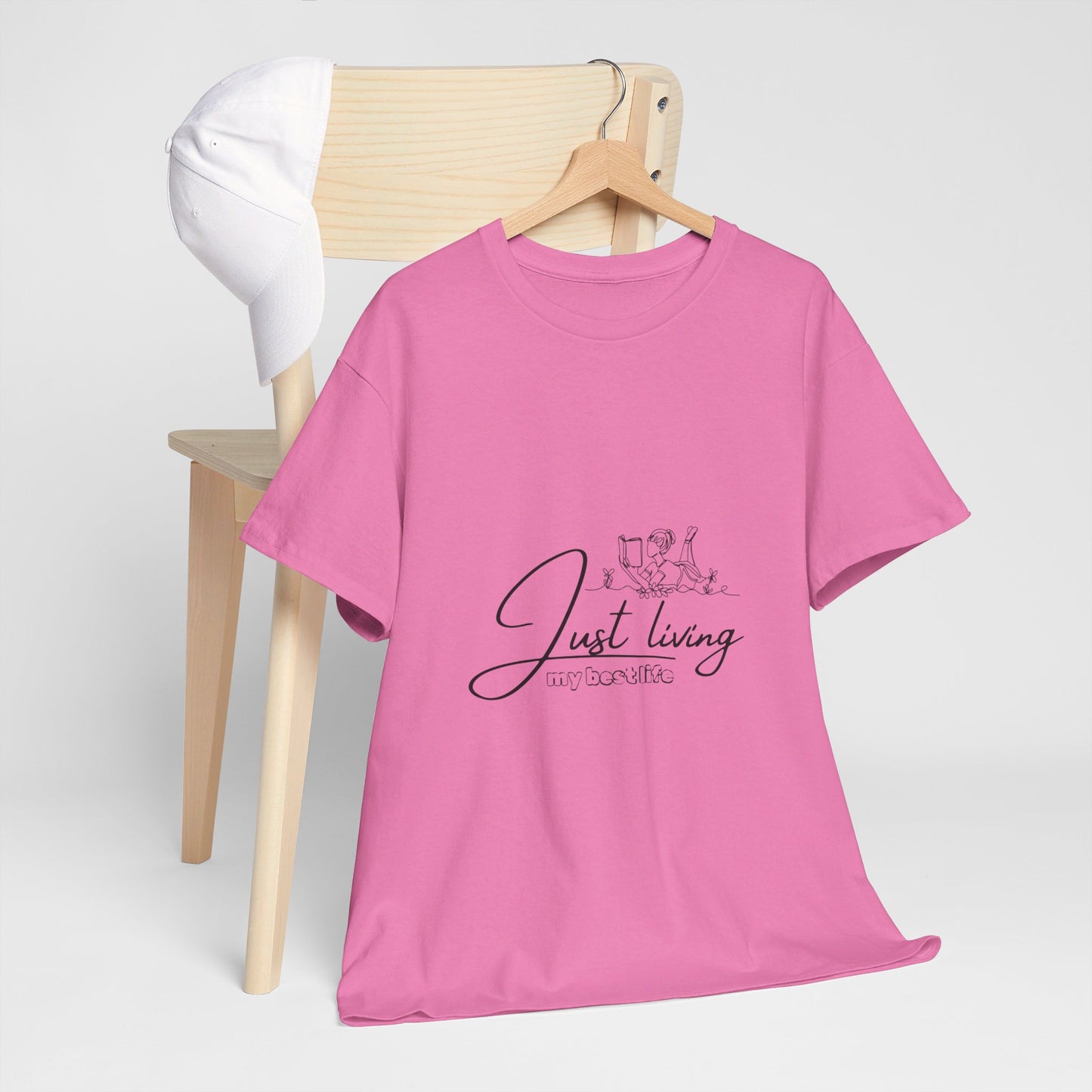 Unisex Heavy Cotton Tee - Just leaving best life-Busy girl- reading a book-relaxing-Cool girls t-shirt