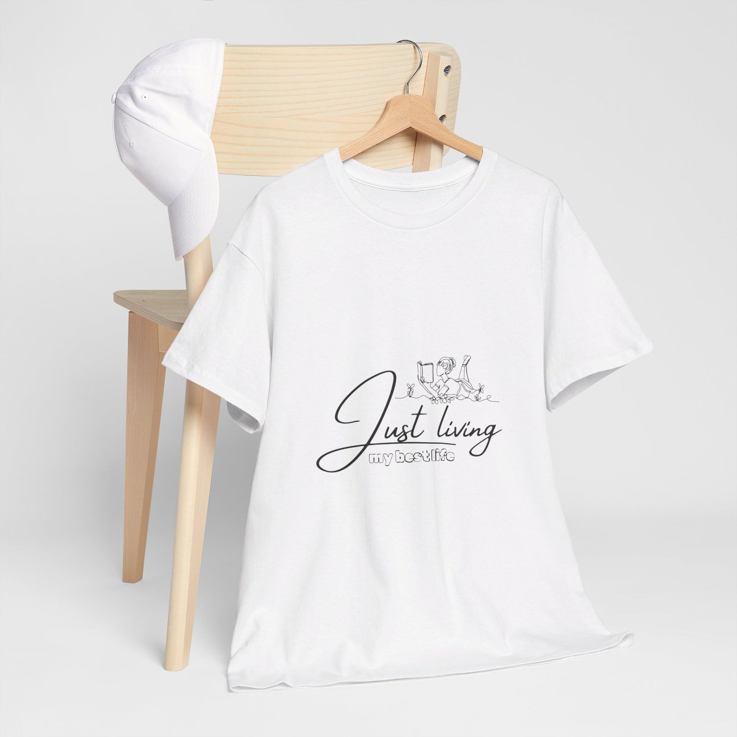 Unisex Heavy Cotton Tee - Just leaving best life-Busy girl- reading a book-relaxing-Cool girls t-shirt