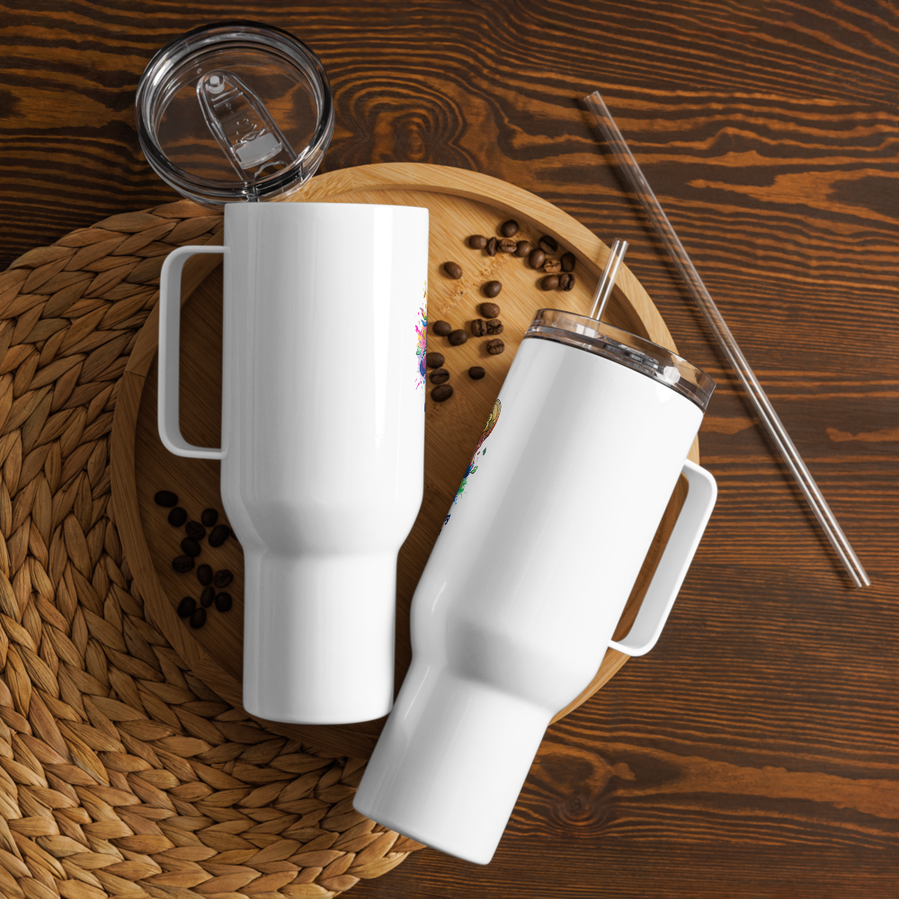 Travel mug with a handle