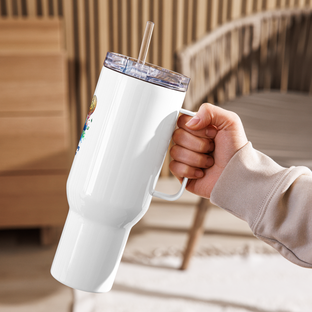 Travel mug with a handle