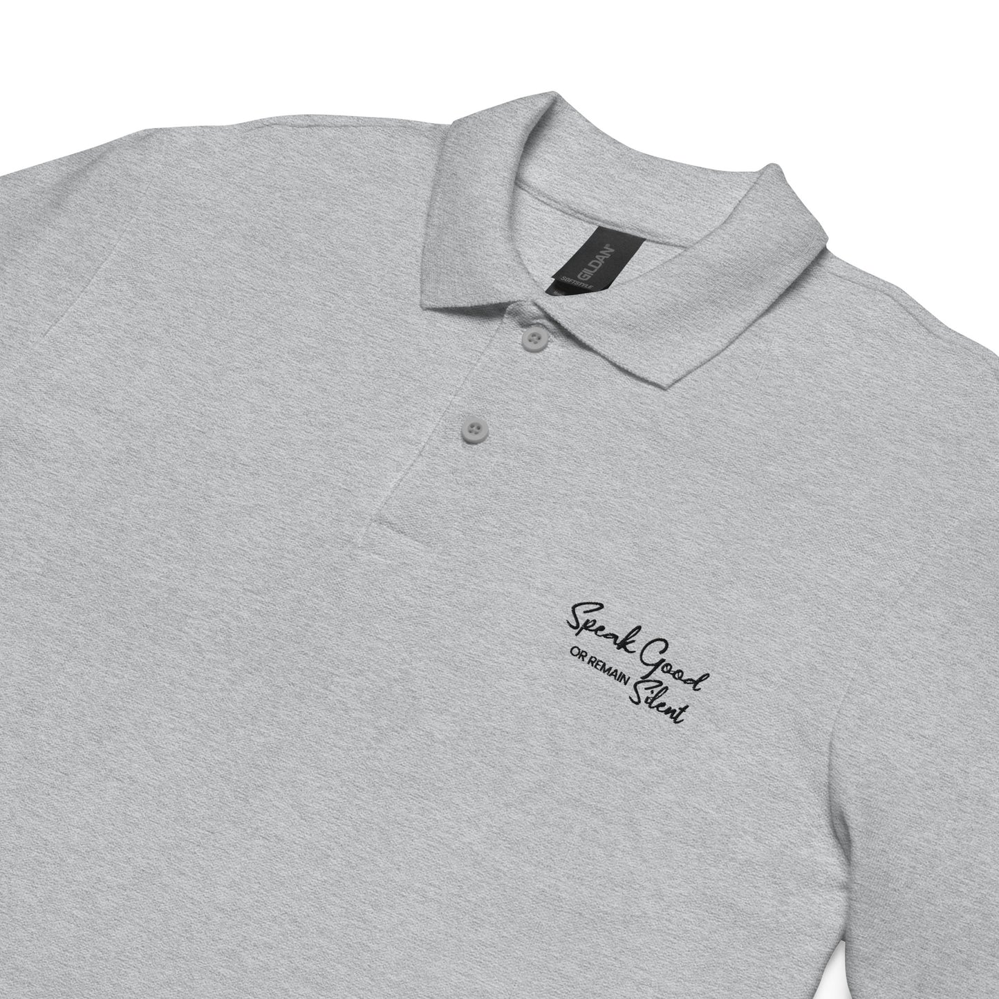 Unisex pique polo shirt-Speak Good or Remain Silent white