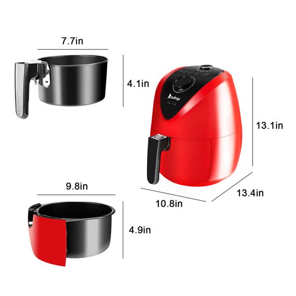 ZOKOP KAF1300P1 1500W 220-240V 50/60Hz 2.7Quarts/2.6L Electric Air Fryer UK Plug Red