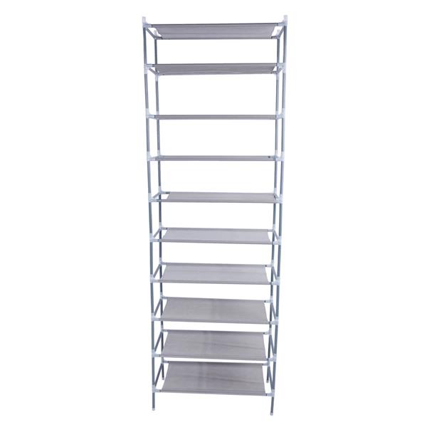 Simple Assembly 10 Tiers Non-woven Fabric Shoe Rack Gray