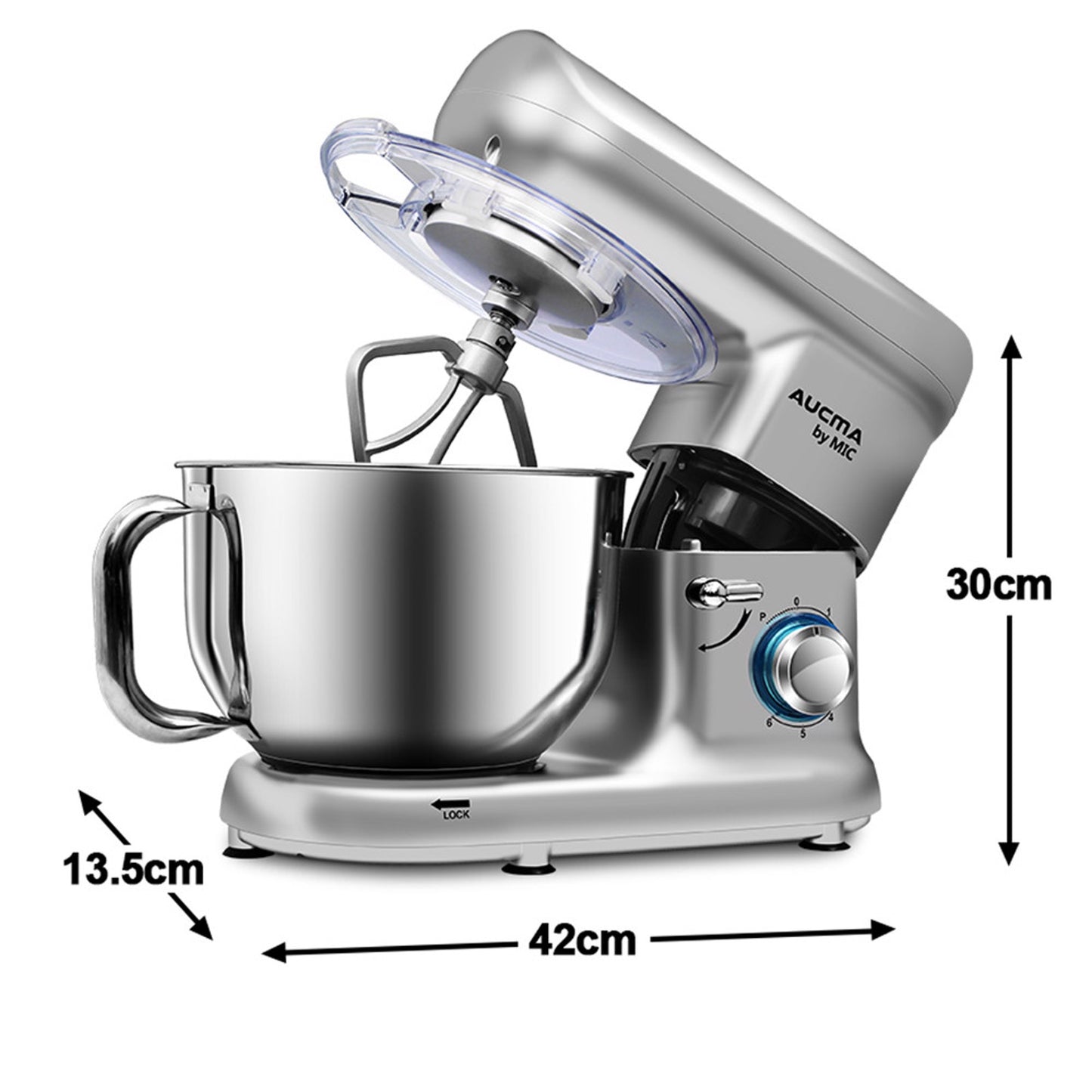 1500W Electric Stand Mixer 5.5L Mixing Bowl Sliver