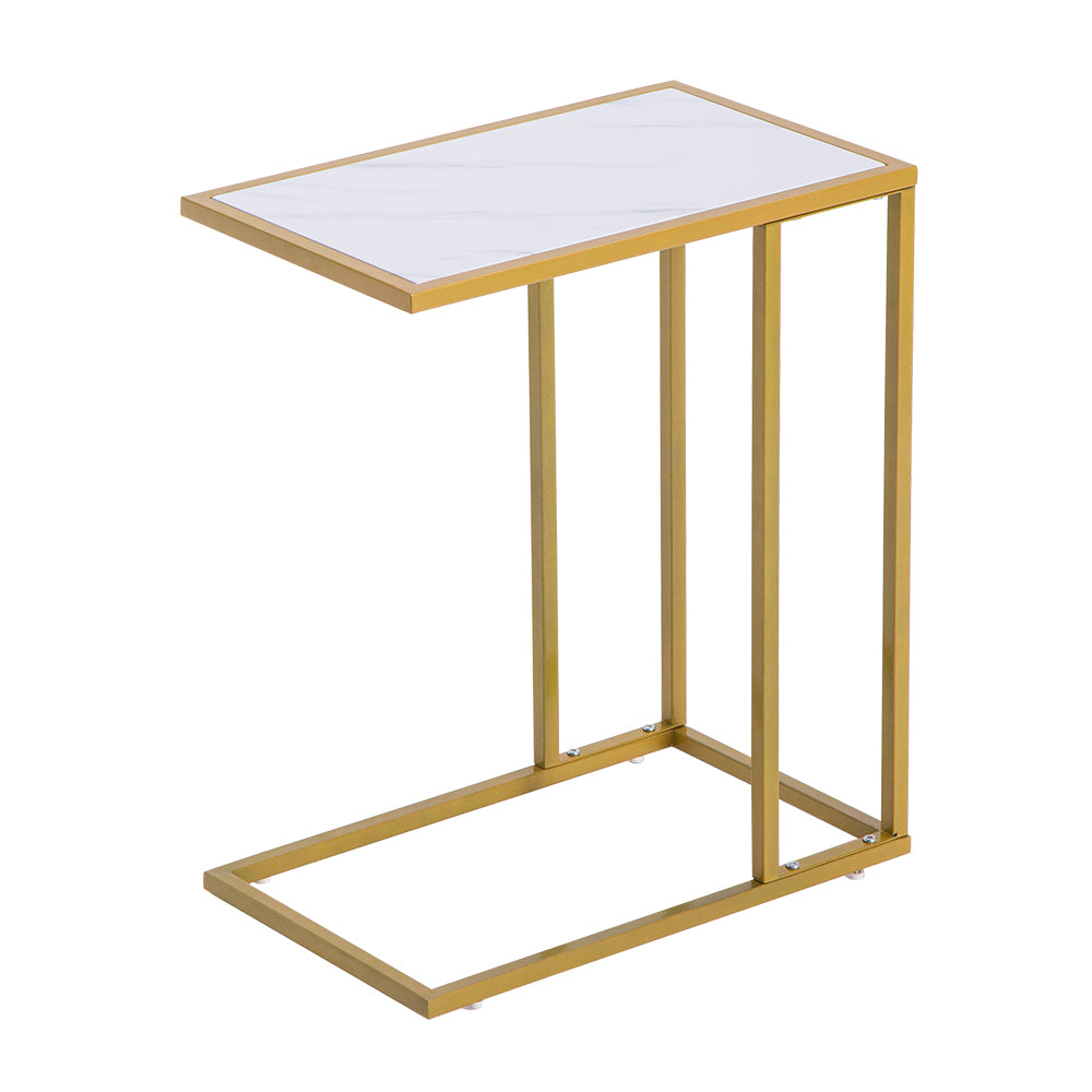 Marble Simple C-Side Table [30x48x61cm] White