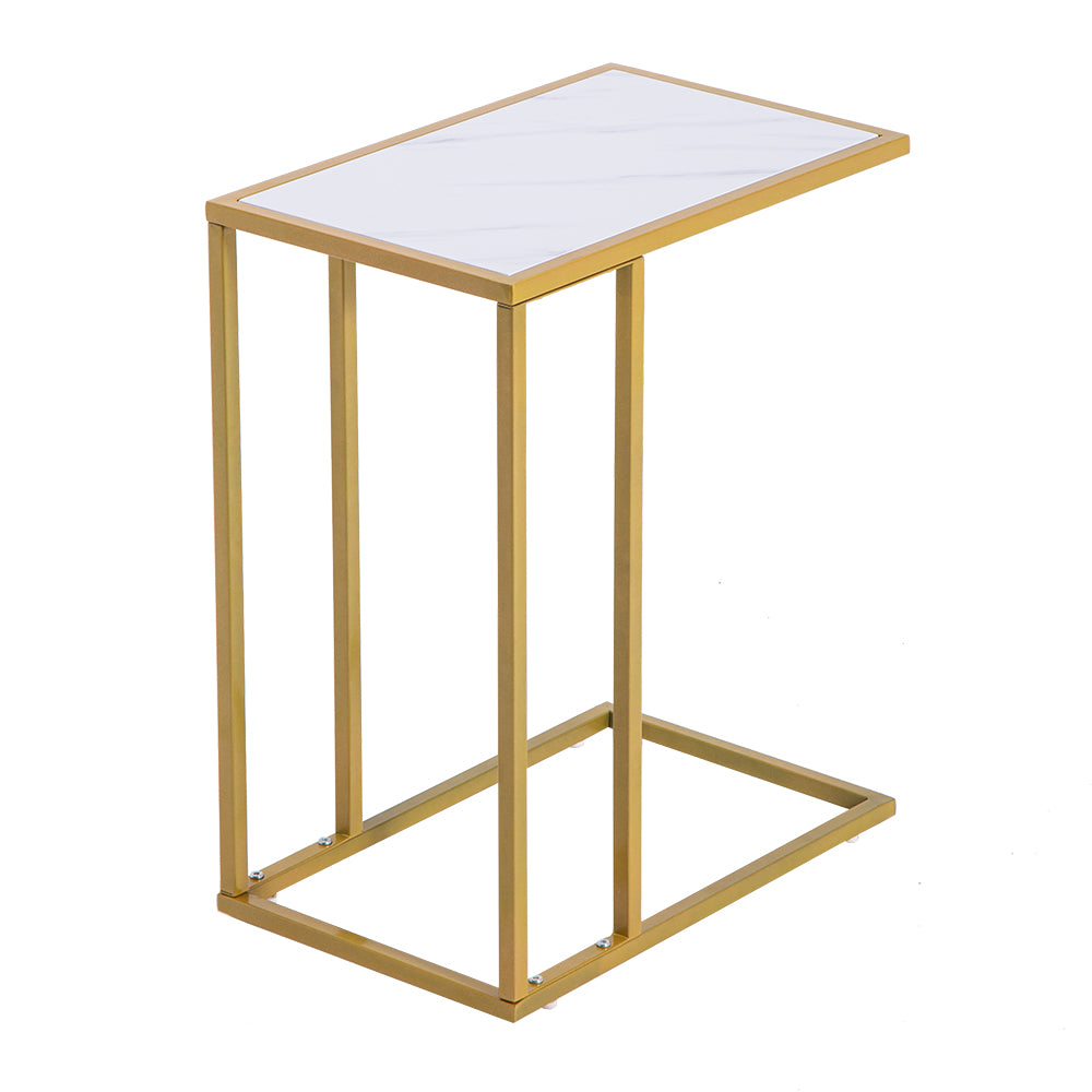 Marble Simple C-Side Table [30x48x61cm] White