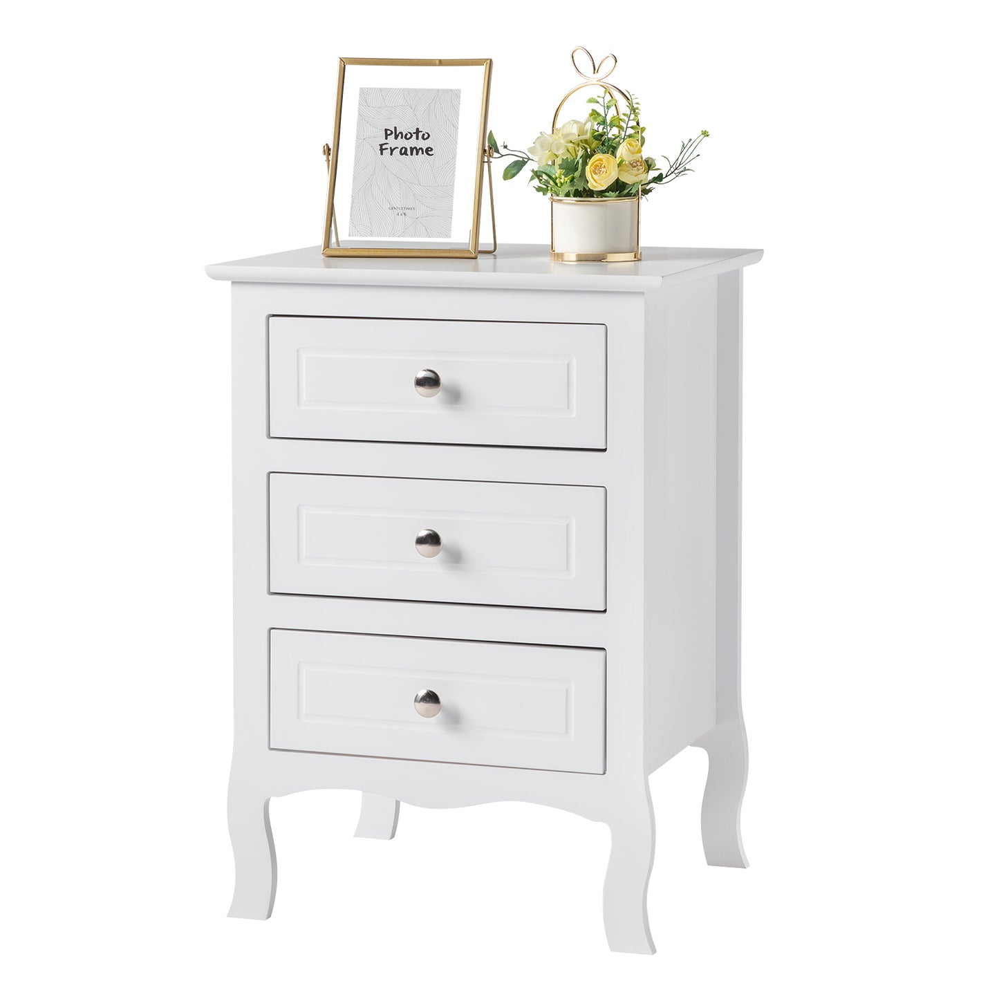 45*38*63cm Country Style Three Drawer Night Table Large Size White