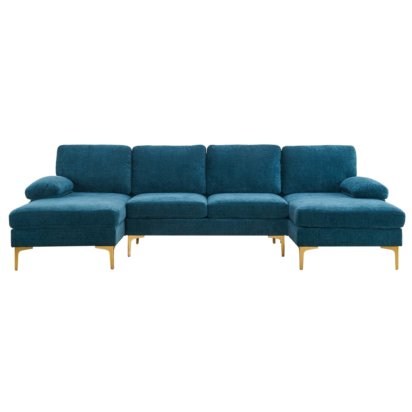 U-Shaped 4-Seat Indoor Modular Sofa Blue-Green Color