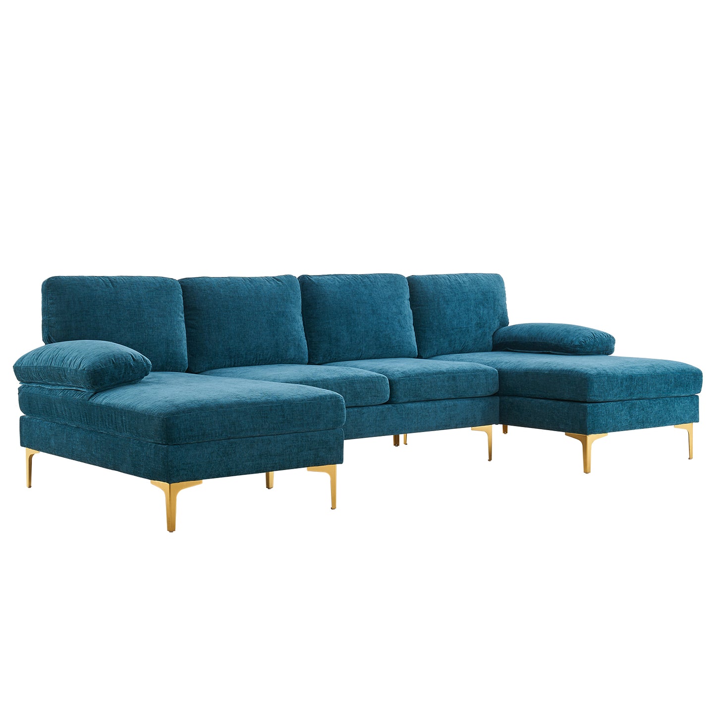 U-Shaped 4-Seat Indoor Modular Sofa Blue-Green Color