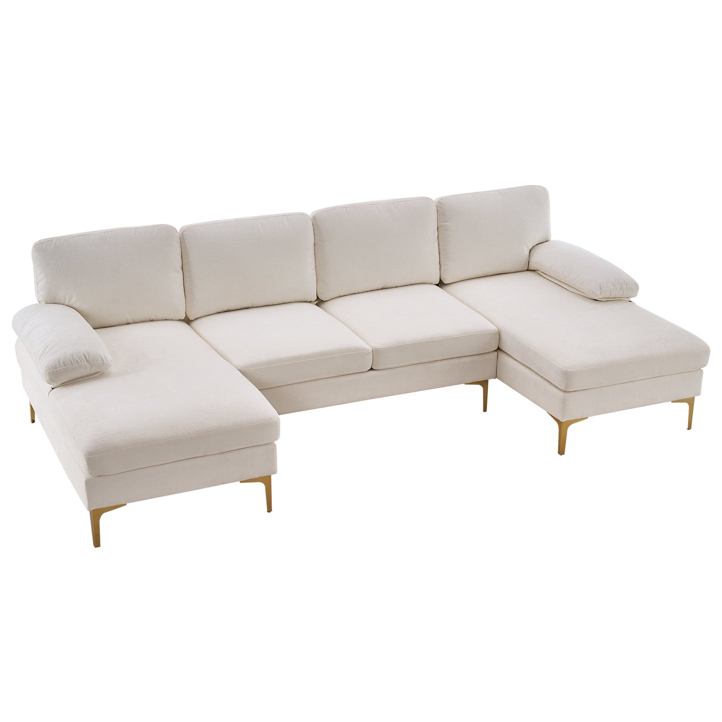 U-Shaped 4-Seat Indoor Modular Sofa Creamy-White