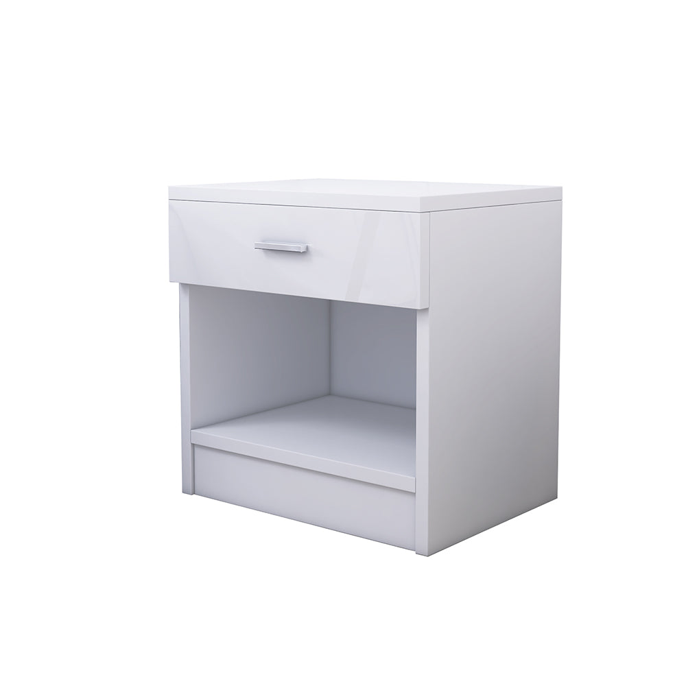 High Gloss White Bedside Table Cabinet 1 Drawer Storeage Nightstand