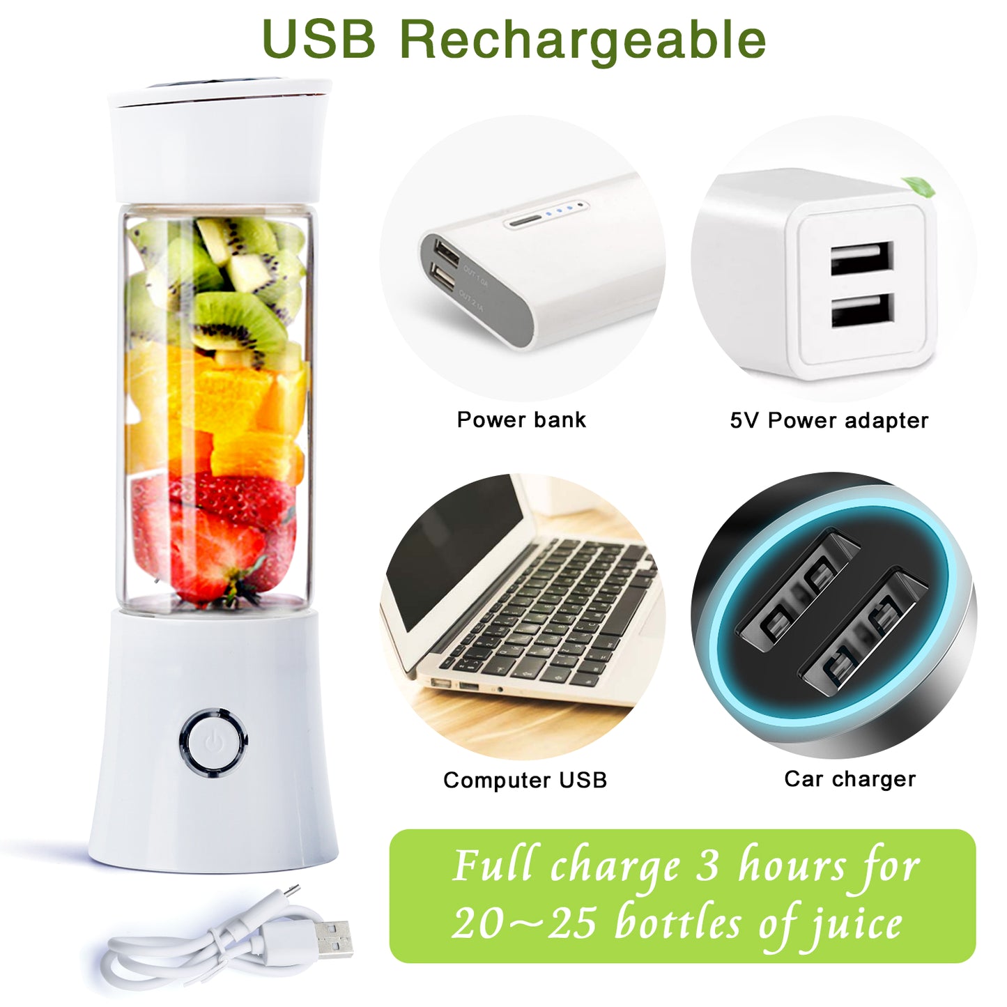 Portable Electric Juicer USB Port