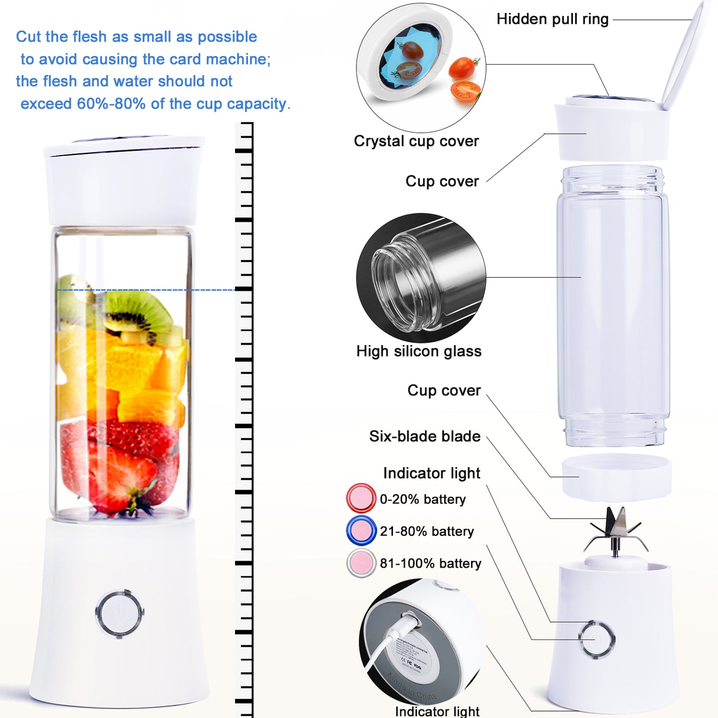 Portable Electric Juicer USB Port