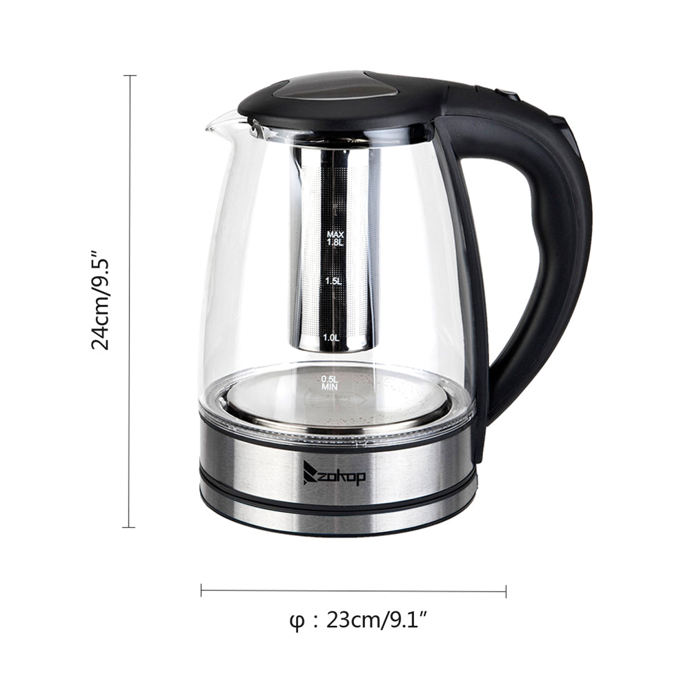 HD-1861-A 220V 2000W 1.8L Electric Glass Kettle UK Plug