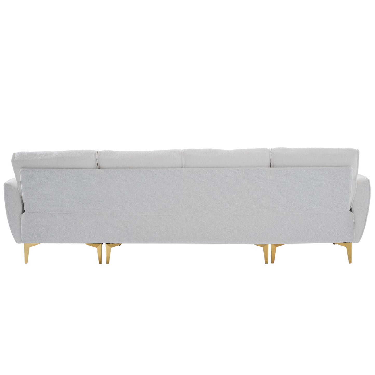 282*142*88cm Pushback Chair Shape Four Seats with Footstool Boucle Yarn Diamond Electroplated Gold Triple Leg Indoor Modular Sofa Beige