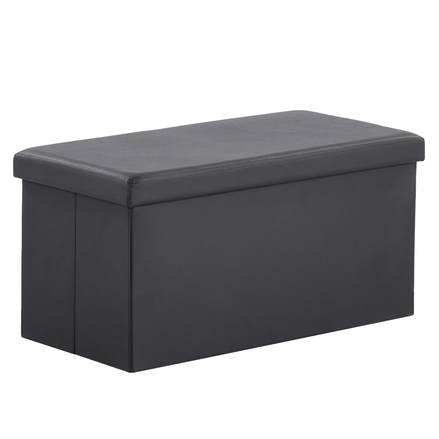 76*38*38cm Glossy PVC MDF Foldable Storage Footstool Black