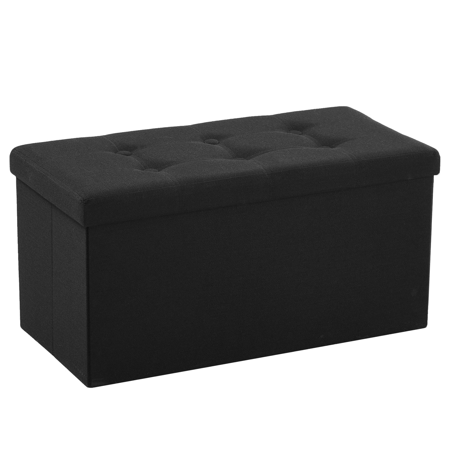 76*38*38cm Pull Point Linen MDF Foldable Storage Footstool Black