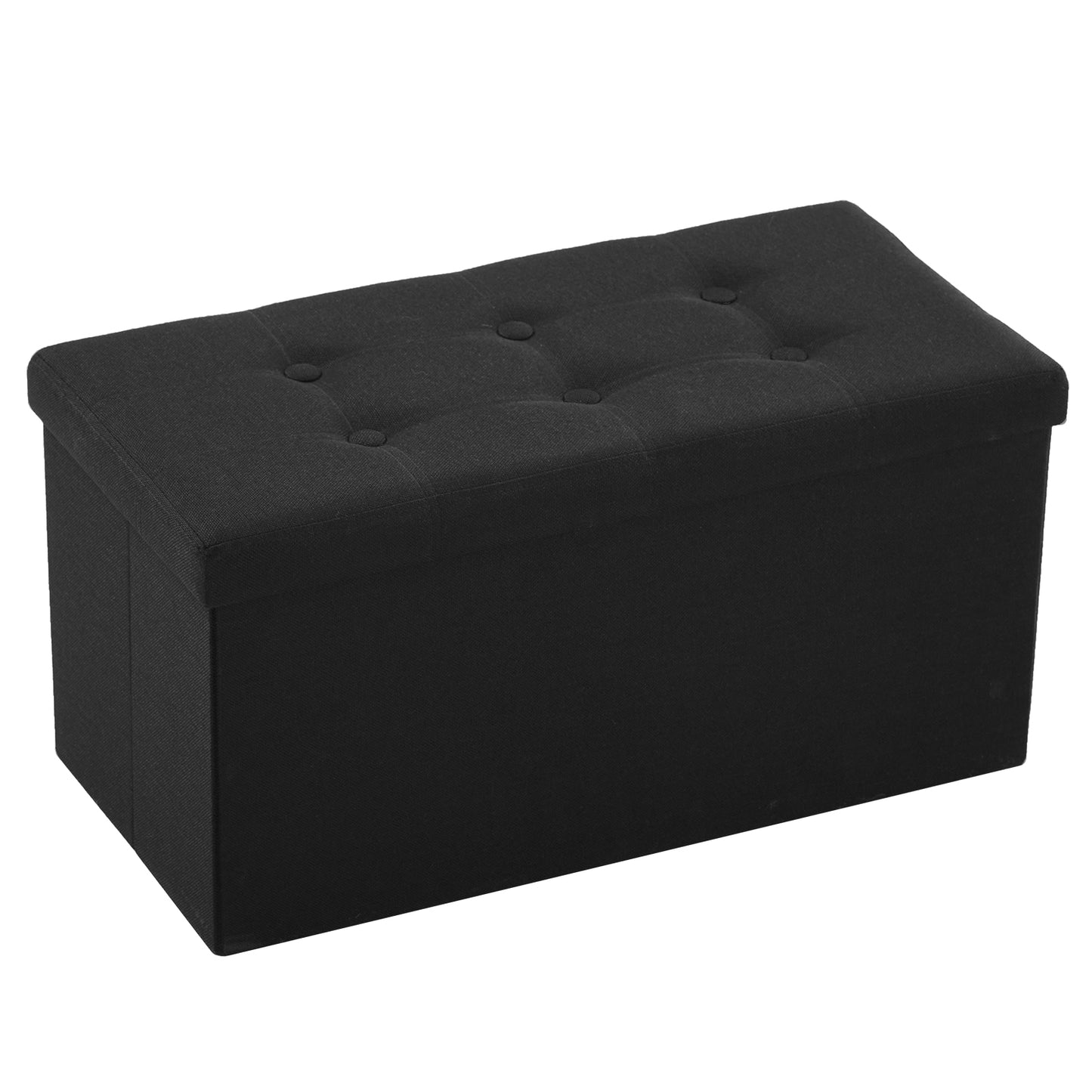 76*38*38cm Pull Point Linen MDF Foldable Storage Footstool Black