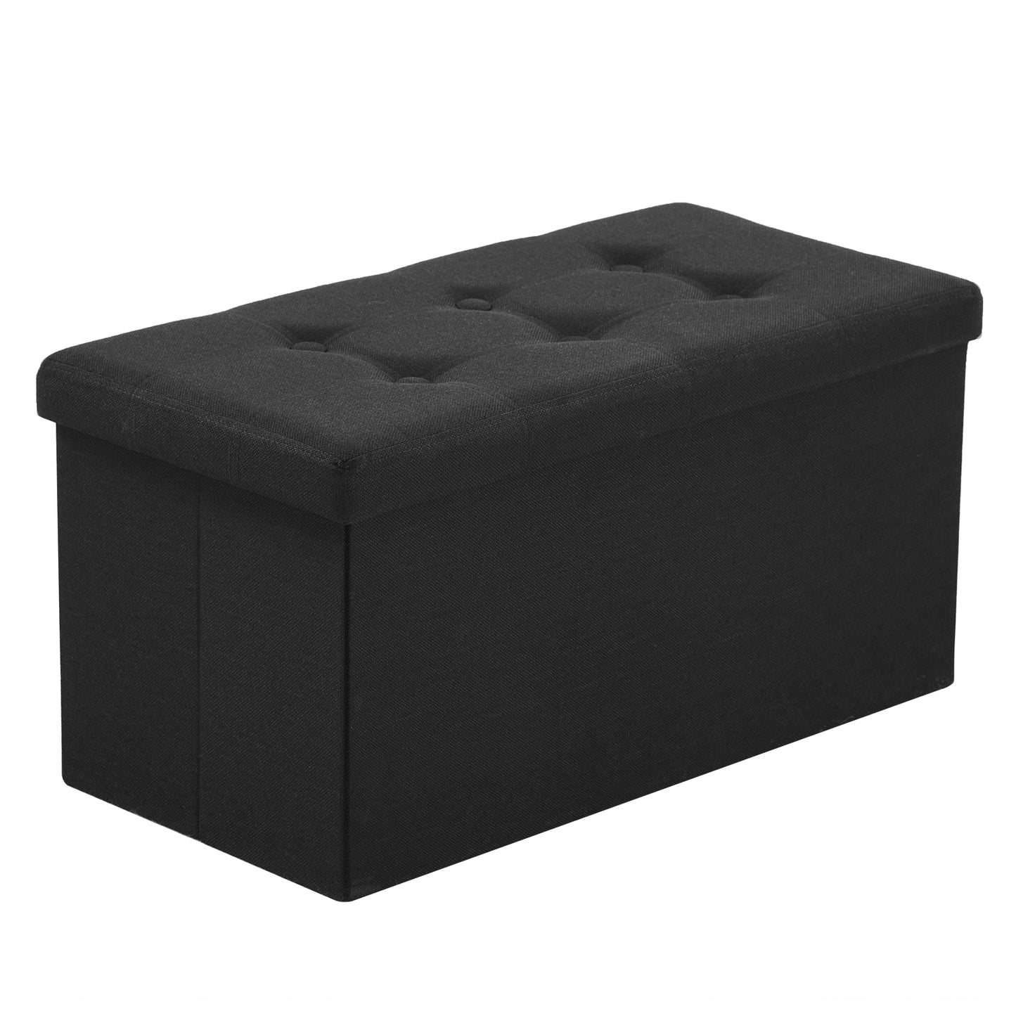 76*38*38cm Pull Point Linen MDF Foldable Storage Footstool Black