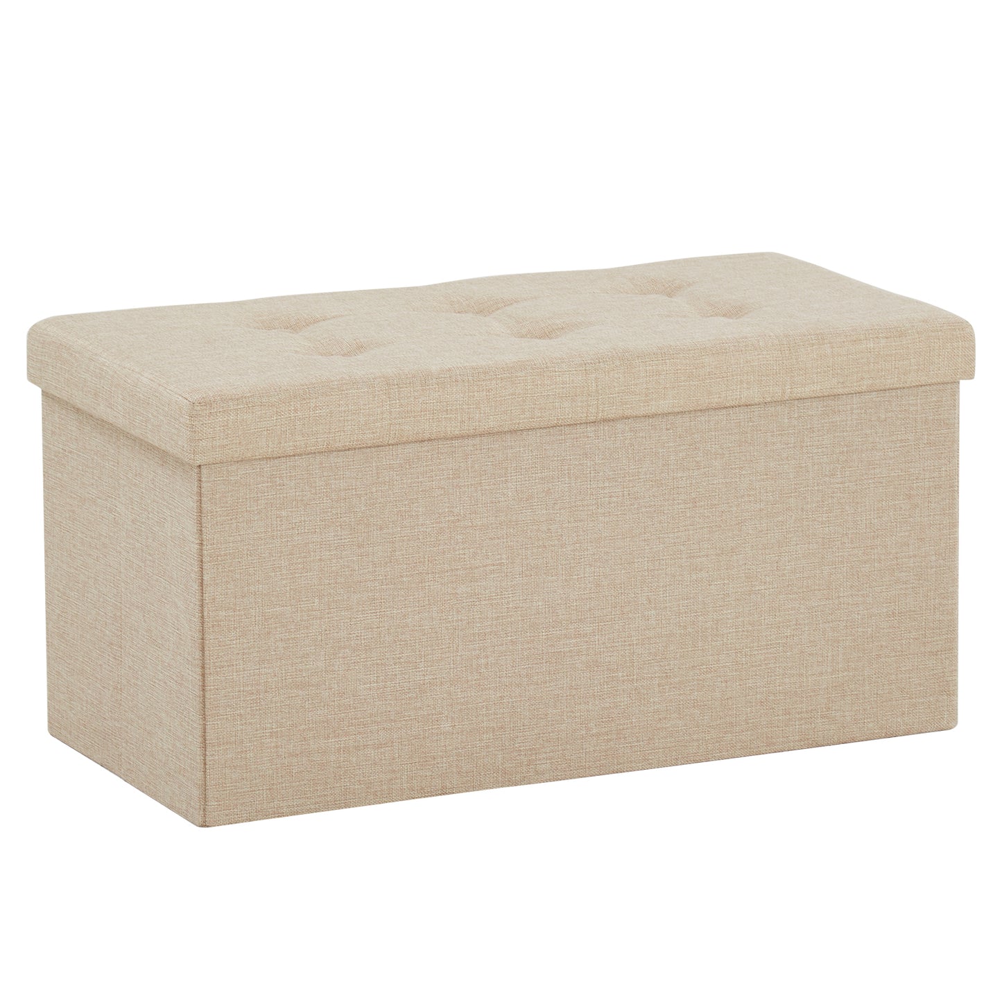 76*38*38cm Pull Point Linen MDF Foldable Storage Footstool Beige