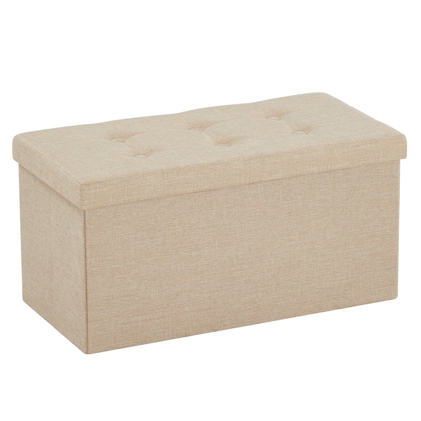 76*38*38cm Pull Point Linen MDF Foldable Storage Footstool Beige