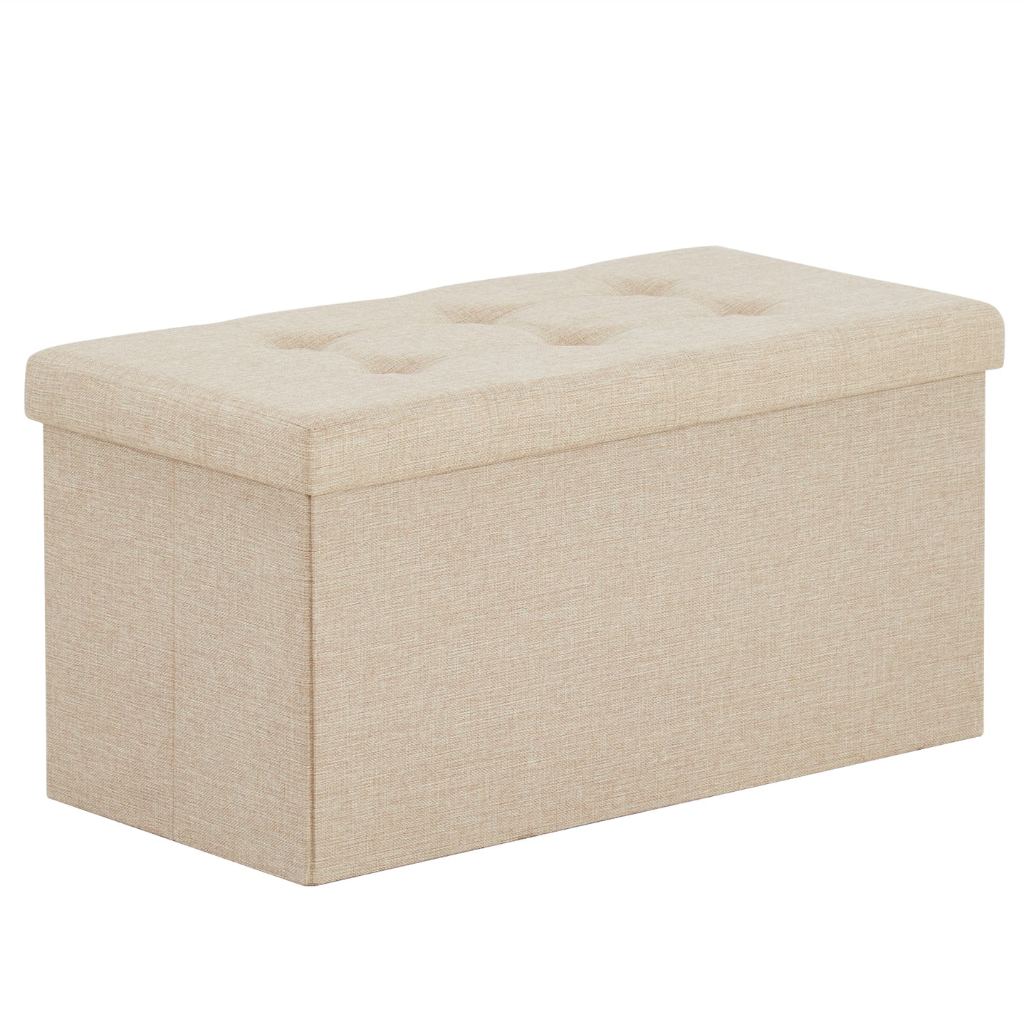 76*38*38cm Pull Point Linen MDF Foldable Storage Footstool Beige