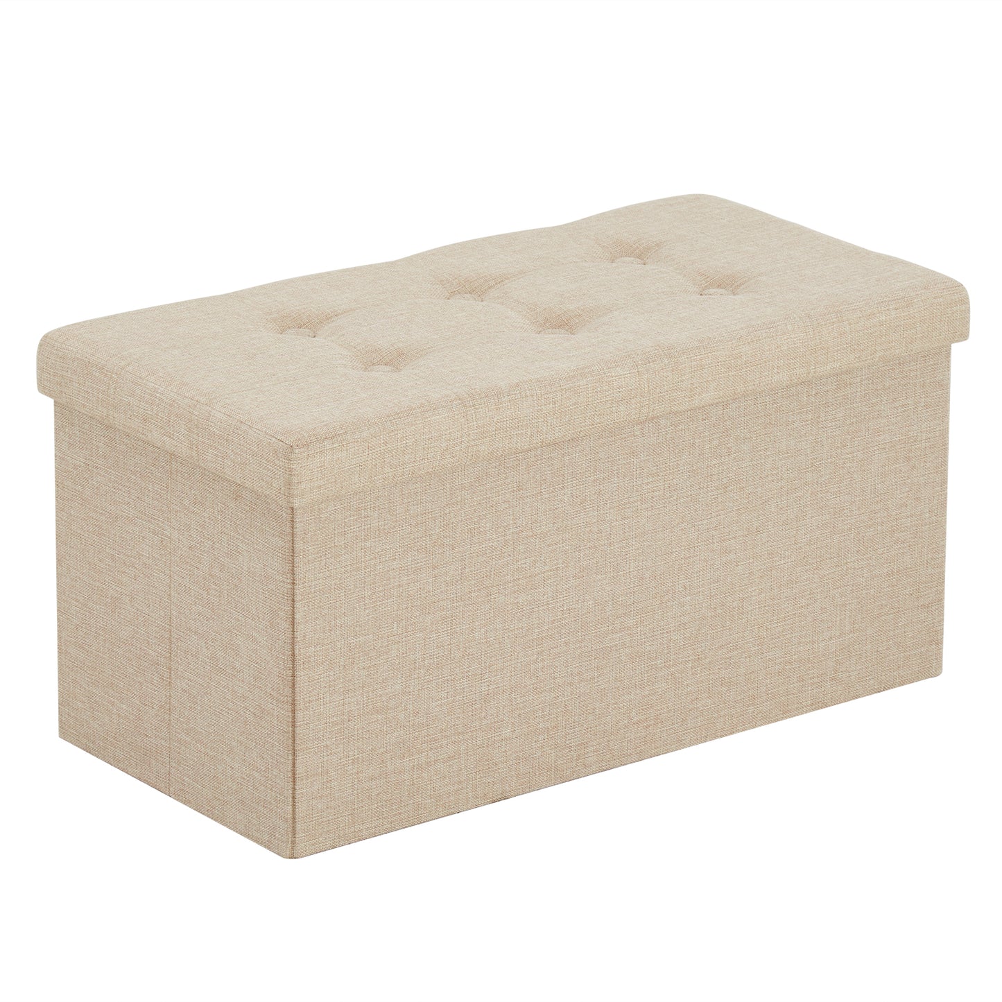 76*38*38cm Pull Point Linen MDF Foldable Storage Footstool Beige