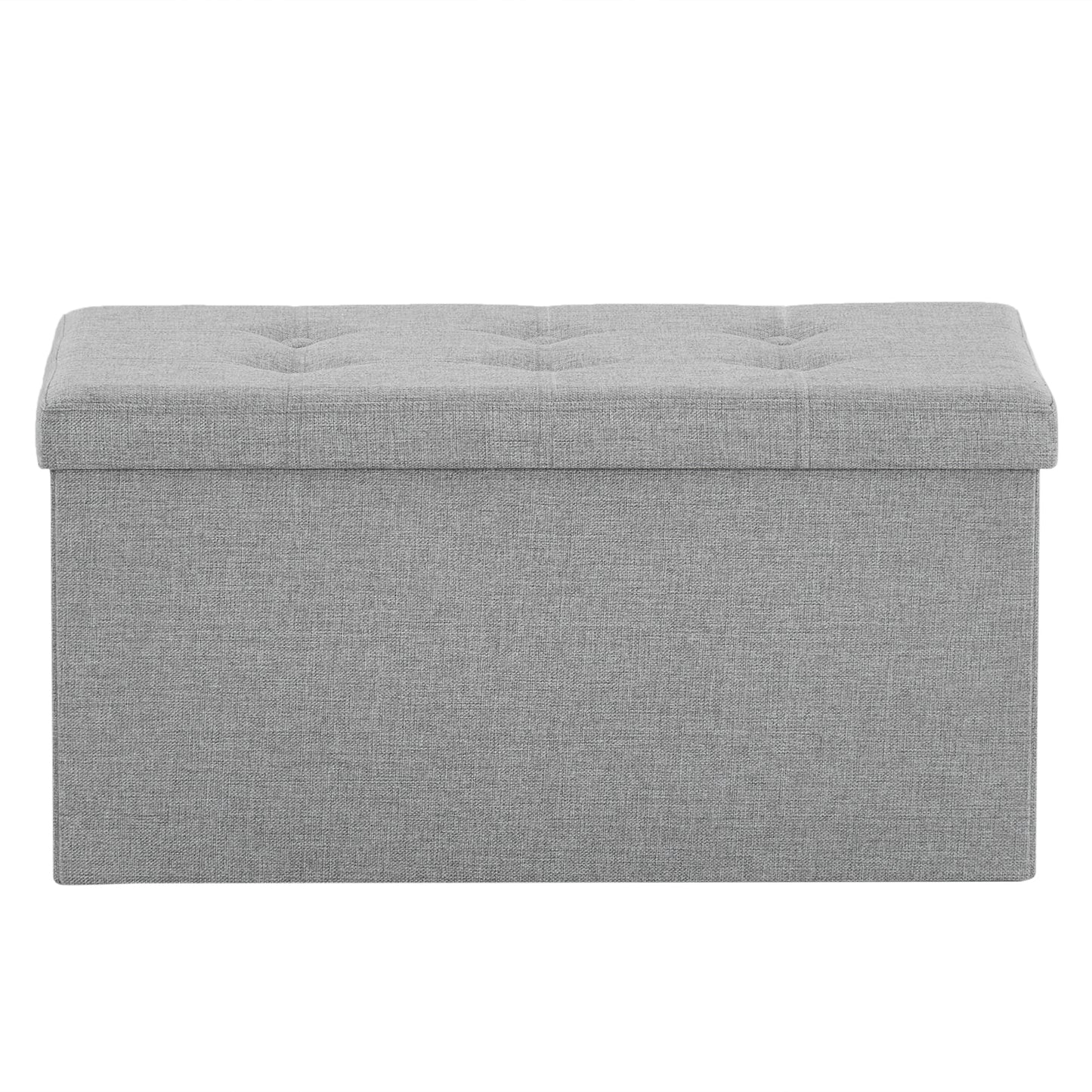 76*38*38cm Pull Point Linen MDF Foldable Storage Footstool  Light Grey