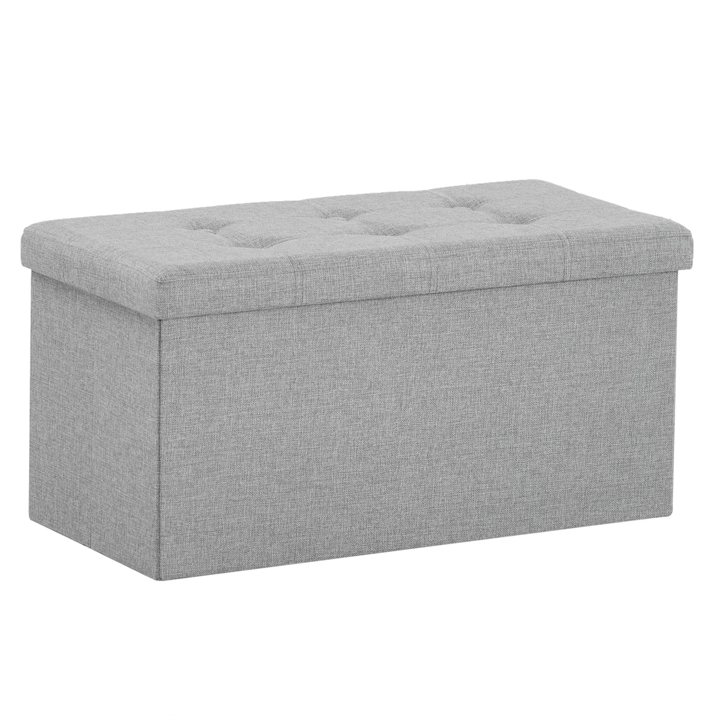 76*38*38cm Pull Point Linen MDF Foldable Storage Footstool  Light Grey