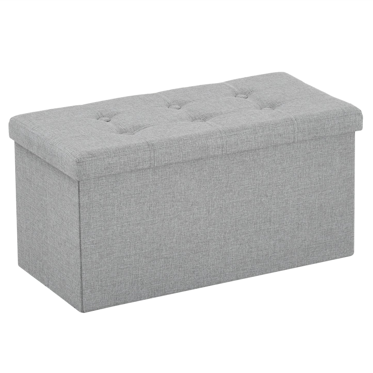 76*38*38cm Pull Point Linen MDF Foldable Storage Footstool  Light Grey