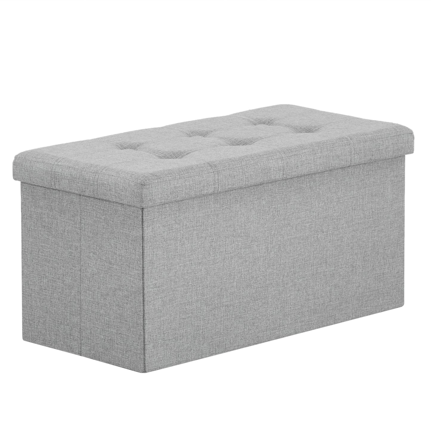 76*38*38cm Pull Point Linen MDF Foldable Storage Footstool  Light Grey