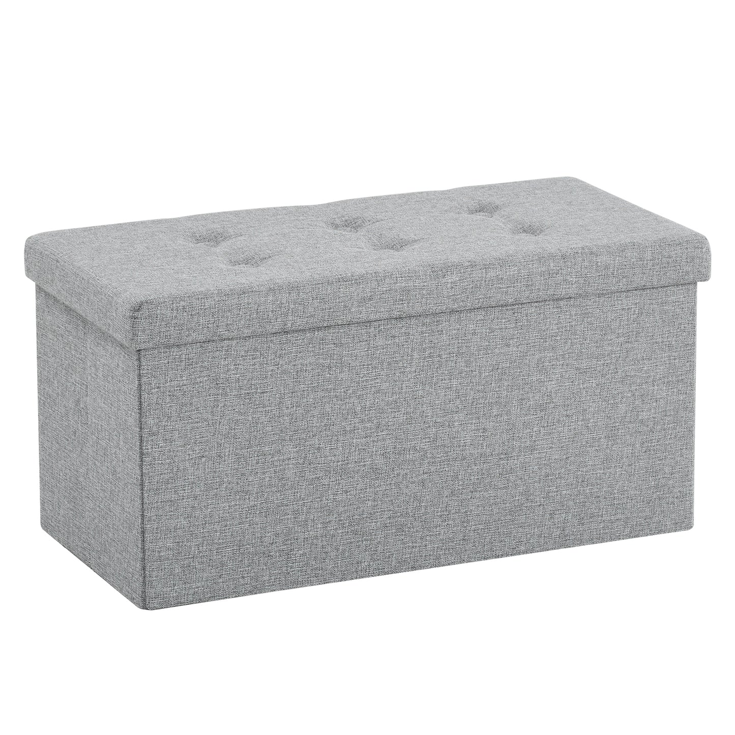 76*38*38cm Pull Point Linen MDF Foldable Storage Footstool Dark Grey