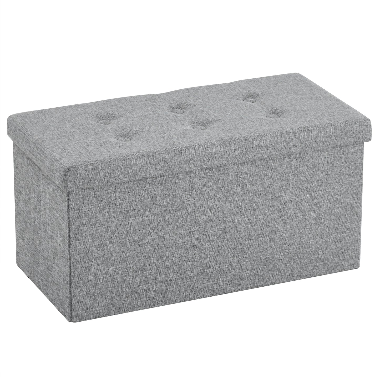 76*38*38cm Pull Point Linen MDF Foldable Storage Footstool Dark Grey