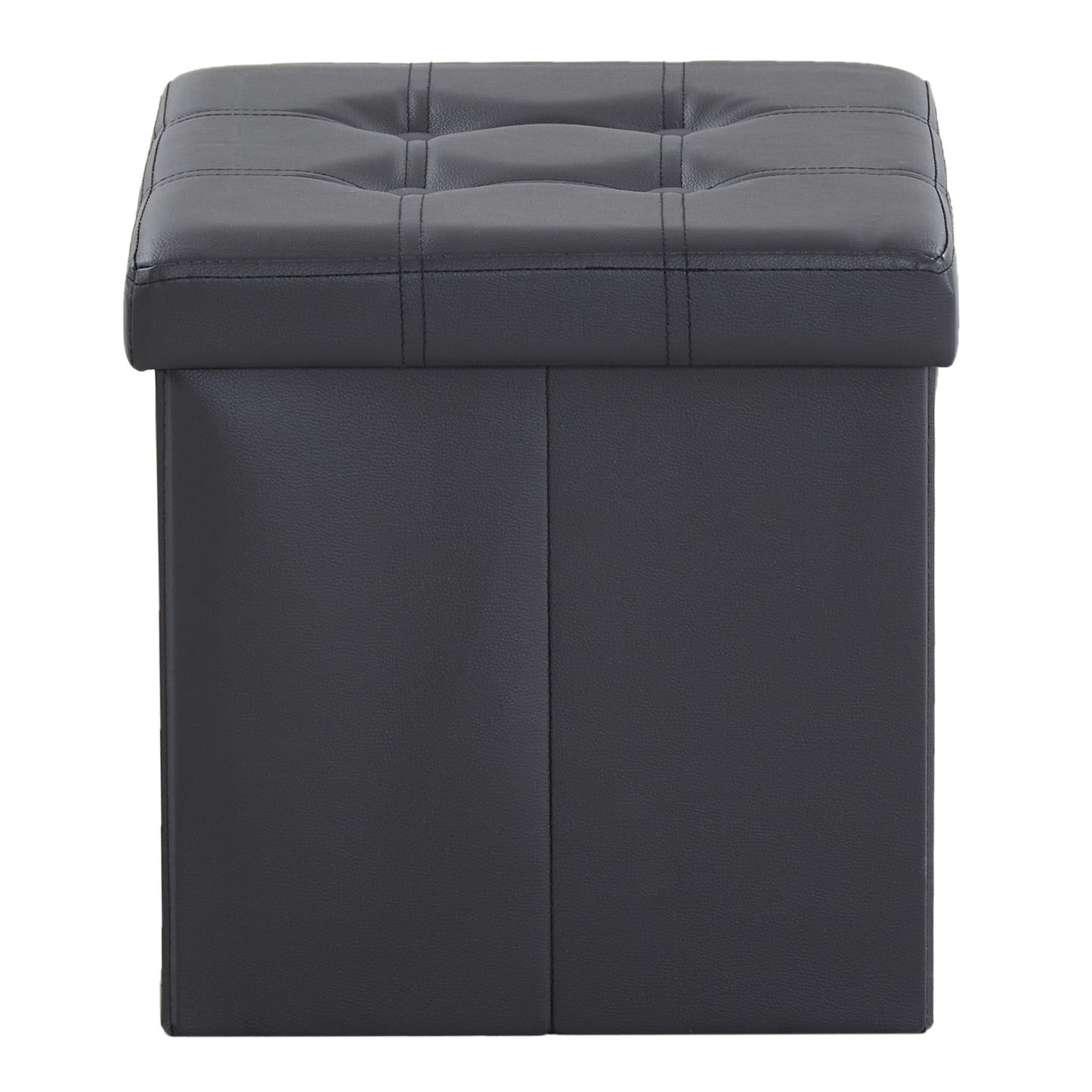 38*38*38cm Pull Point PVC MDF Foldable Storage Footstool Black