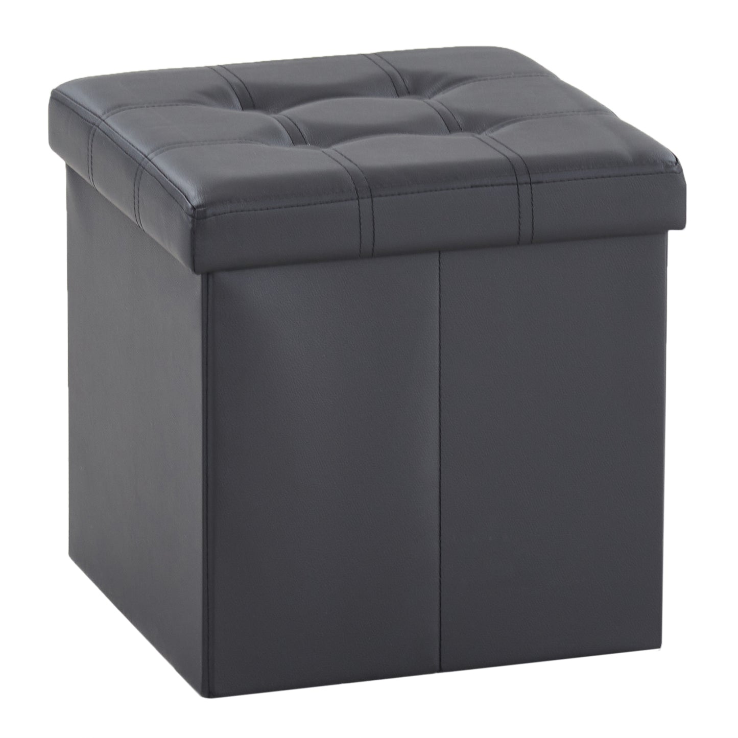 38*38*38cm Pull Point PVC MDF Foldable Storage Footstool Black