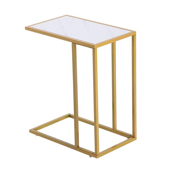 Marble Simple C-Side Table [30x48x61cm] White