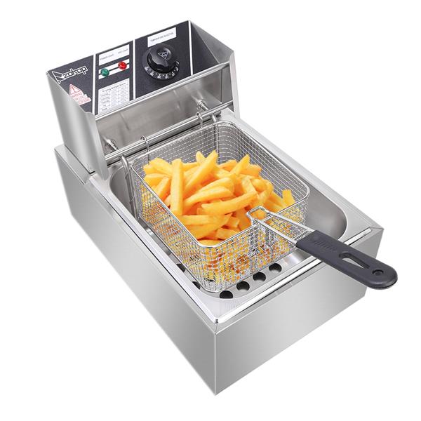 EH81 2500W 220-240V 6.3QT/6L Stainless Steel Single Cylinder Electric Fryer UK Plug