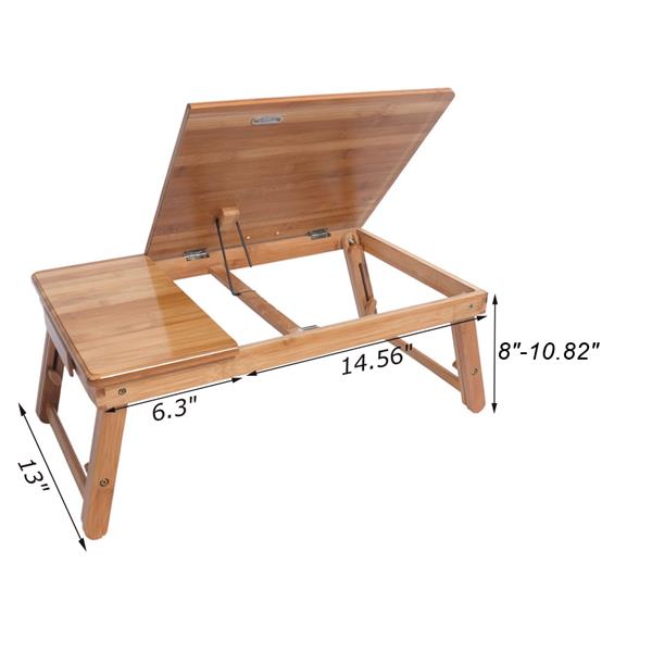 53cm Trendy Adjustable Bamboo Computer Desk Wood Color