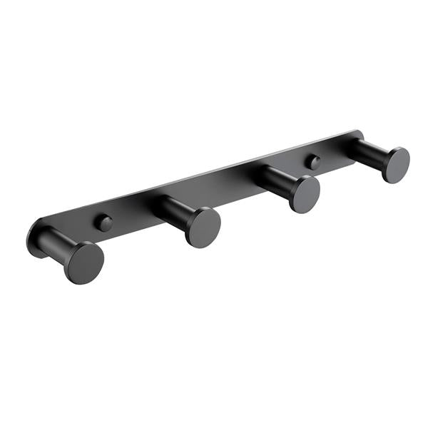 Towel Hook Matte Black Stainless Steel Towel Robe Coat Rack Rows of Four Hooks Bathroom Accessories for Home Storage Organization,Hallway,Foyer,Wall Mounted KJQ010-4HEI