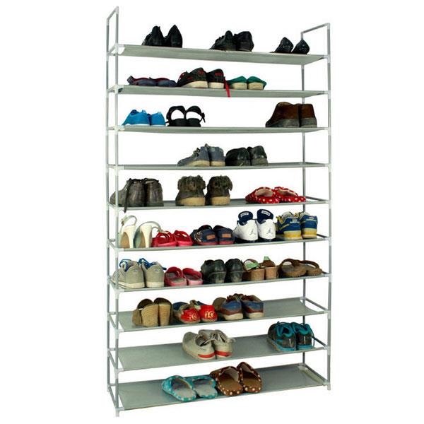 100cm Ultra Large Capacity 10 Layers Non-woven Fabrics & Steel Shoe Rack Gray