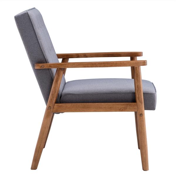 (75 x 69 x 84)cm Retro Modern Wooden Single Chair, Grey Fabric