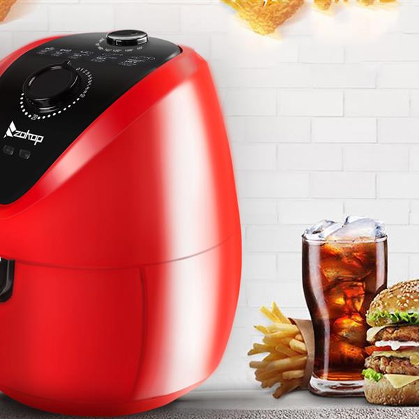 ZOKOP KAF1300P1 1500W 220-240V 50/60Hz 2.7Quarts/2.6L Electric Air Fryer UK Plug Red